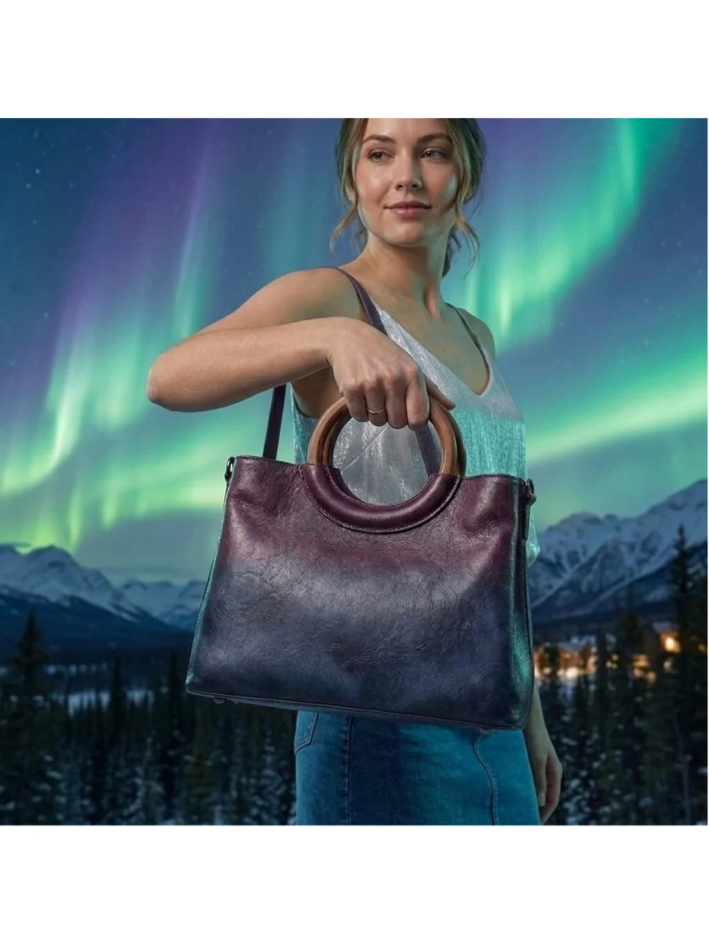 Aurora Ombre Leather Tote Crossbody